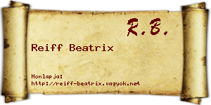Reiff Beatrix névjegykártya